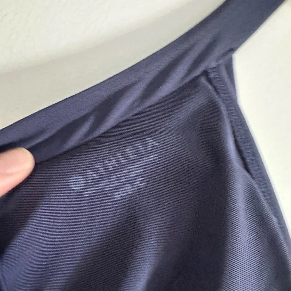 Athleta Navy Blue Wrap Halter Tie Slimming One Piece Swimsuit size 40 B/C EUC - Picture 9 of 12
